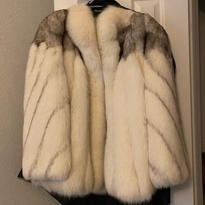100% genuine silver fox tail coat by Saga Furs
